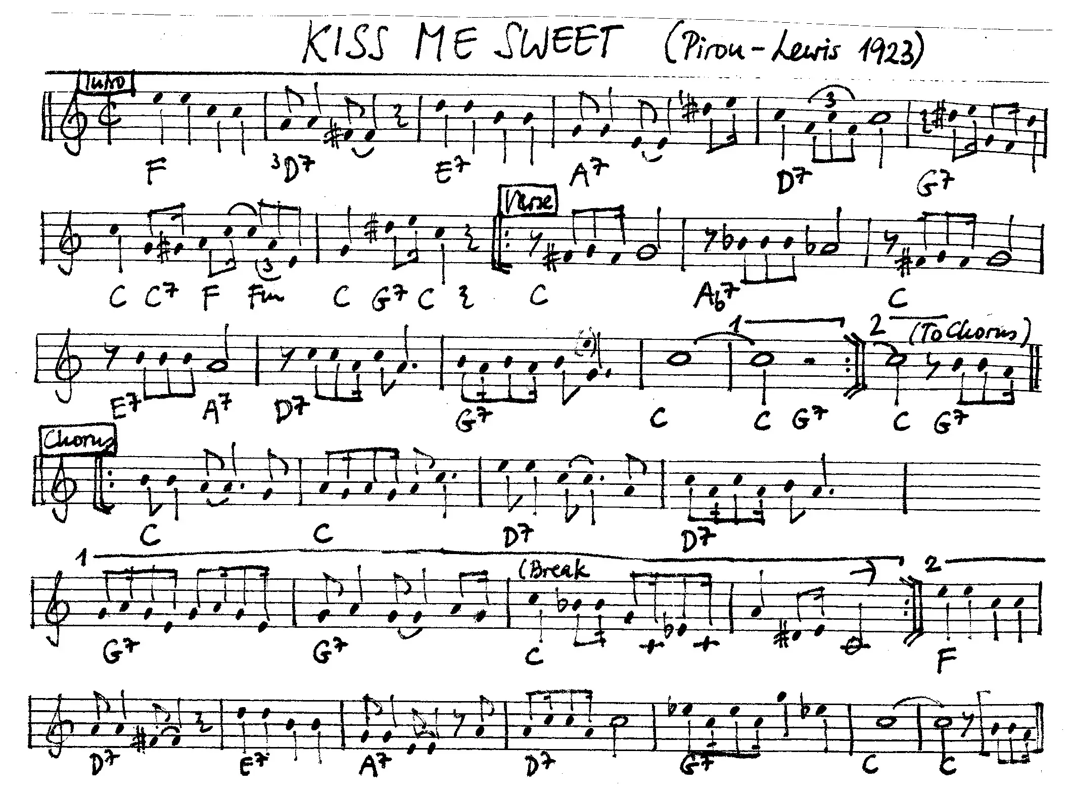 kiss me sweet partition gratuite - Offerte par The Jungle Jazz Band
